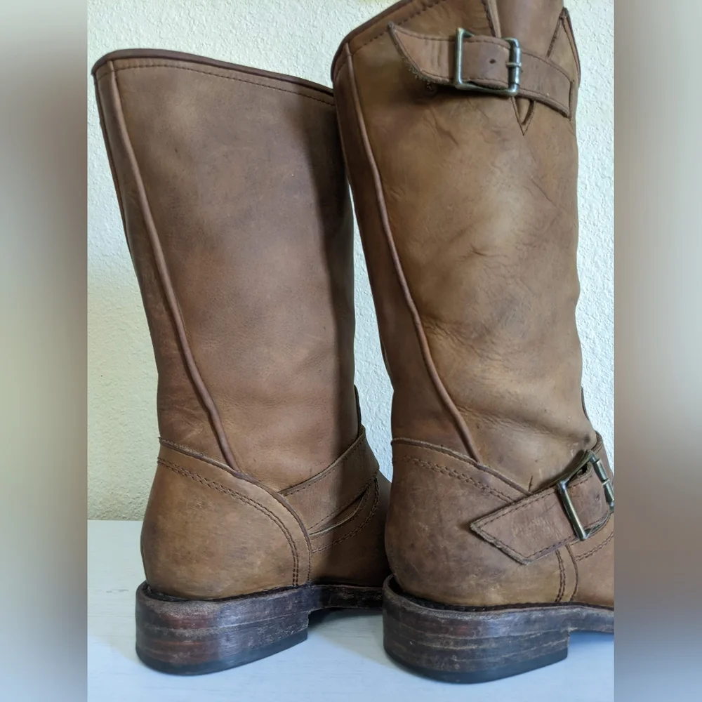 Freebird by Steven Crosby Slouch Leather Buckle Boots 6 - Picture 14 of 16
